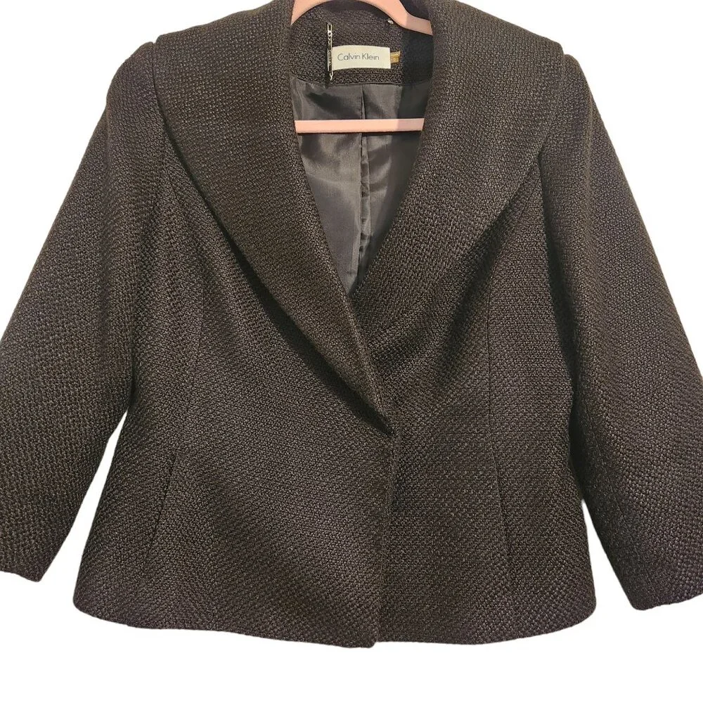 Calvin Klein Lined Black Jacket Size 12 - Picture 5 of 10
